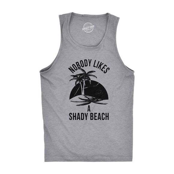 Mens Shady Beach Funny Cool Tees Sleeveless Gym Workout Novelty Fitness Tanktop - Picture 1 of 5
